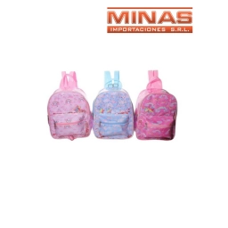 MOCHILA CON GLITTER DE 34 CM X 24 CM, 3 COLORES.