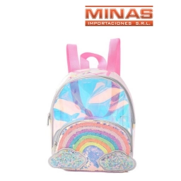 MOCHILA ARCOIRIS, METALIZADA DE 25 CM