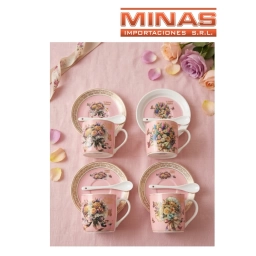 TAZA + PLATO + CUCHARA, FELIZ DIA MAMA, 4 MODELOS.