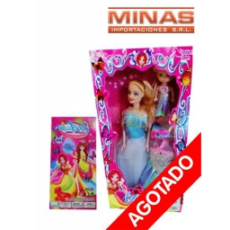 MU�ECA CON 2 VESTIDOS Y ACCESORIOS  33 X 16 CM