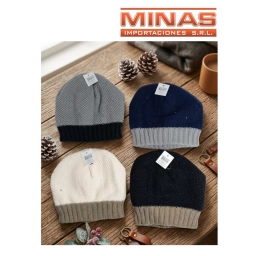 GORRO DE LANA COMBINADO, FORRADO EN PIEL, 4 COLORES.