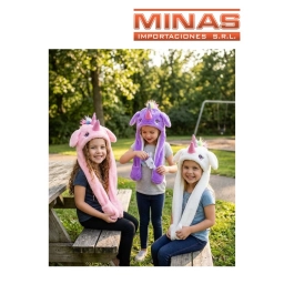 GORRO UNICORNIO CON MOV. DE OREJAS, 3 COLORES