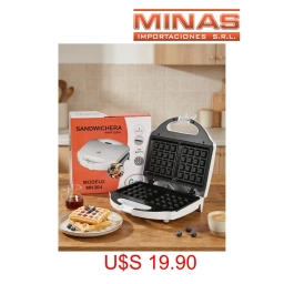 WAFFLERA GERAT PARA 2 WAFFLES, 750 W, PLACA ANTIADHERENTE, COLOR BLANCO.