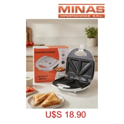 SANDWICHERA GERAT GRANDE, PARA 4 SANDWICH, 750 W, PLACA ANTIADHERENTE, COLOR BLANCO.