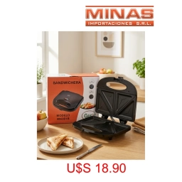 SANDWICHERA GERAT PARA 4 SANDWICH, 750 W, PLACA ANTIADHERENTE, COLOR NEGRO.