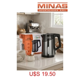 JARRA ELECTRICA GERAT X 1.5 L, 1500 W,AC. INOX, NEGRA.