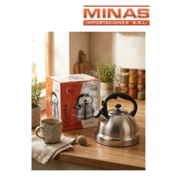 CALDERA GERAT DE AC. INOXIDABLE, APTA PARA INDUCCION Y CERAMICA, CON ASA DE BAQUELITA X 2 L.