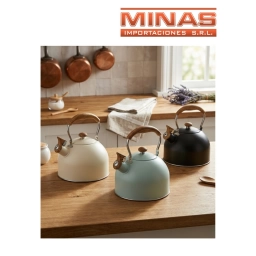 CALDERA GERAT DE AC. INOXIDABLE DE COLOR, APTA PARA INDUCCION Y CERAMICA X 2,5 L, CON ASA DE MADERA, 3 COLORES.