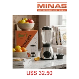 LICUADORA GERAT 1.5 L DE 5 VELOCIDADES + MOLINILLO MULTIUSO, JARRA DE VIDRIO.