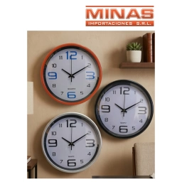 RELOJ DE PARED DE 25 CM, 3 COLORES.