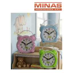 RELOJ DESPERTADOR X 11 CM, 4 COLORES.