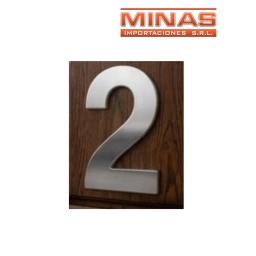NUMERO 2 DE AC. INOX. X 7.5 CM, PLATEADO.