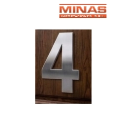 NUMERO 4 DE AC. INOX. X 7.5 CM, PLATEADO.