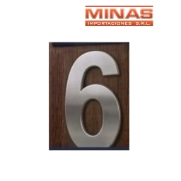 NUMERO 6 DE AC. INOX. X 7.5 CM, PLATEADO.