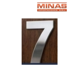 NUMERO 7 DE AC. INOX. X 7.5 CM, PLATEADO.