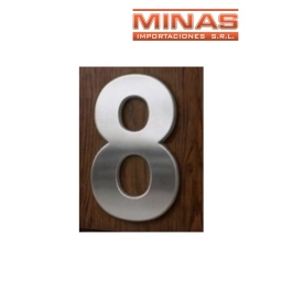 NUMERO 8 DE AC. INOX. X 7.5 CM, PLATEADO.