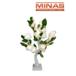 ROSAL DE 20 FLORES LUMINOSAS X 55 CM, ROSADO O BLANCO.