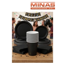 PLATOS DESCARTABLES DE 18 CM X 10 UND,NEGRO.