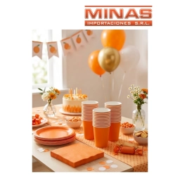 PLATOS DESCARTABLES DE 18 CM X 10 UND,NARANJA.