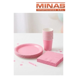 PLATOS DESCARTABLES DE 18 CM X 10 UND,ROSADO.