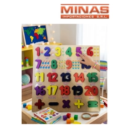 PUZZLE NUMEROS DE MADERA 30 CM X 30 CM.