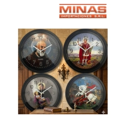 RELOJ DE PARED X 23 CM,S. CAYETANO, S. JORGE, S. EXPEDITO Y P. PIO.