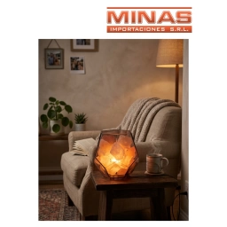 LAMPARA DE SAL DEL HIMALAYA DE 1 KG X 15 CM, DODECAEDRO DE VIDRIO.