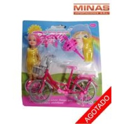 BICICLETA DE 18 CM + MUECA + CASCO 2 ACCESORIOS.