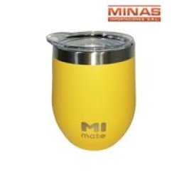 MATE DE ACERO INOXIDABLE EXCELENTE CALIDAD X 220 ML, AMARILLO.